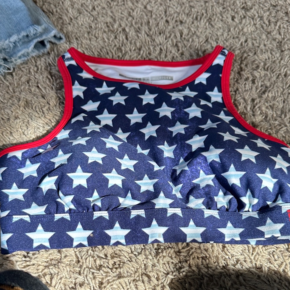 Women’s sports bra Star-Patterned Blue and Red small